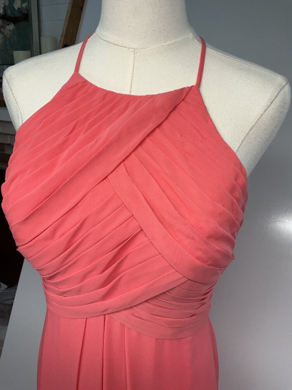 Azazie Antique Rose Halter Chiffon Maxi Dress Pleated Bridesmaid Formal - Picture 5 of 14